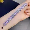 Venda Direta de Fábrica Pulseira de Tanzanita Natural, Roxo Encantador, Corpo Puro Prata 925, Pedra Principal Finamente Incrustada 3*4mm