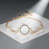 Pulseira feminina de círculo de diamante de zircônia transfronteiriça, moda coreana, luxo, nicho, temperamento, pulseira de anel de corrente dupla