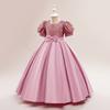 Suministro de comercio exterior vestido nuevo para niñas mediano y grande manga abullonada lentejuelas satén enagua pettiskirt vestido de fiesta infantil