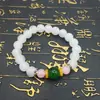 Pulseira de Contas de Jade Branco 10mm Pulseira de Jade Anti-Ágata Calcedônia Joker Joia de Mão Drenagem ao Vivo Presente
