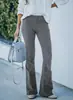 Pantalones de pana acampanados de cintura alta ajustados de color liso para mujer, con cintura elástica, de moda casual, para la primavera y el otoño 2026, transfronterizos