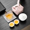 Juego de té de viaje para exteriores portátil Taza Express jade grasa de oveja lujo ligero camping Juego de té Kung Fu Tazón con tapa bolsa de almacenamiento de viaje