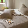 Colcha Acolchada de Algodón Lavado con Arena Estilo Coreano Juego de Tres Piezas Sábana de Cama Engrosada Antideslizante de Algodón Puro Colchoneta de Cama Tatami Almohadilla Delgada Pieza Única