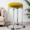 Mesa de jantar de 46 cm de altura com estrutura de aço reforçada, design popular, aço inoxidável espessado e reforçado, banqueta alta estilosa para uso doméstico, banqueta redonda