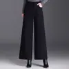 Pantalones de Lana de Pierna Ancha Sueltos de Temperamento para Mujer Otoño Invierno 2026 Nuevos Pantalones Cropped de Cintura Alta con Caída Moda Versátiles Casuales