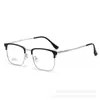 Óculos de aro semi-metálico retrô para negócios para homens, armações semi-titânio ultraleves com lentes de grau, atacado