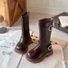 Botas de Cuero Forradas de Felpa para Niñas 2026 Invierno Nuevas Retro Suela Gruesa Hebilla Cálidas Botas Martin Versátiles Botas para Niños