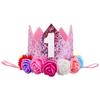 Corona de Cumpleaños de Flores Artificiales para Niños Tiara Princesa Príncipe Fiesta de Cumpleaños Corona de Fiesta Sombrero Decoración de Cumpleaños