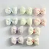 Tecido Bordado de Renda Doce de Início de Primavera Laço Estilo Fresco Preenchido com Algodão Acessório de Cabelo 3D Broche Acessórios para Roupa Sapato e Chapéu