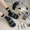 Calcetines de Algodón Rayados Anti-Olor Estilo Japonés Nuevos 2026 para Mujer, Media Caña, Engrosados para Otoño e Invierno, Venta al por Mayor y Dropshipping