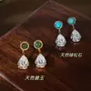 Diseñador Original Nuevo Producto Pendientes de Plata de Ley 925 con Diseño Completo Incrustados con Zirconia Gotas de Agua Pendientes de Jade Multiusos Pendientes al por Mayor