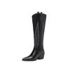 Botas Altas Bordadas Retro de Comercio Exterior Europeo y Americano para Mujer Otoño e Invierno Cuero Tacón Grueso Botas Altas para Mujer Botas de Jinete Británicas Botas de Montar de Moda