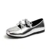 Zapatos de Princesa para Niñas Primavera y Otoño Nuevos Zapatos de Color Liso con Lazo para Niños Zapatos de Cuero para Pasarela y Escenario para Niños Zapatos Pequeños de Cuero