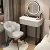 Tocador Apartamento Pequeño Madera Maciza Dormitorio Moderno Simple Lujo Ligero Estilo Crema Tocador de Pizarra de Gama Alta Gabinete Mesa