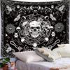 Tapeçaria Amantes Caveira Decoração de Casa Pano Pendurado Arte Preto e Branco Caveira Cogumelo Fundo Pano de Parede Pano Pendurado Tapeçaria