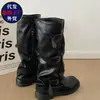 Botas Altas de Plataforma con Tacón Grueso Estilo Británico Negro para Mujer Botas Largas 2026 Nuevo Otoño Combinan con Faldas Botas Largas Adelgazantes para Piernas
