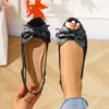 Comércio Exterior Transfronteiriço plus size outono 2026 novas sandálias rasteirinhas para mulheres, estilo europeu e americano moda laço sandálias peep-toe