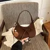Bolso de Mano Retro de Ante para Mujer 2026 Nuevo Otoño Estético de Gama Alta Melanoides para el Trabajo Bolso de Hombro Individual Cruzado
