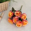 Pintura a óleo estilo buquê de flores artificiais com 7 cabeças de rosa Corolla para casa, vitrine, decoração de salão de casamento, transfronteiriço