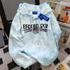 Sudadera con Capucha de Estilo Americano Holgada de Marca de Moda con Estampado de Letras para Mujer, Nicho Estilo Vibe Otoño e Invierno 2025 Tie-Dye Top Versátil