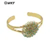 WT-B642 nuevo colgante de piedra preciosa con cuentas de colores diseño hueco de latón 18K pulsera ajustable para mujer