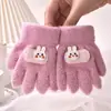 Guantes Personalizados para Niños Dibujos Animados Cálidos y Resistentes al Frío Invierno Terciopelo de Partículas Tejidos de Cinco Dedos Guantes para Bebé para Niños y Niñas