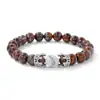 Pulsera tejida a mano con corona de lapislázuli europeo y americano de 8 mm, ágata negra, ágata roja, ojo de tigre, nicho original, venta al por mayor
