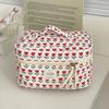 Bolsa de Cosméticos Tulipán Rojo Transfronteriza de Alto Valor para Niña, Acolchada con Flores, Bolsa de Almacenamiento Portátil, Neceser