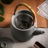 Juego de tetera con viga elevadora estilo japonés y tazas de té, botella de agua de cerámica vintage, gran capacidad, para el hogar, sala de té de alta calidad, juego de té de gres