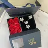 Caja de Regalo Versa Live Set Aretes de Flor Spot 6 Caja para Aretes Anillo de Flor de Rosa Caja de Regalo Caja con Colgante de Flor de Jabón