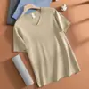Camiseta de manga corta para hombre de modal, top de cuello en V, camiseta interior antibacteriana, camiseta fina de seda helada de tacto frío de secado rápido de media manga