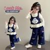 Conjunto para Menina Primavera e Outono 2025 Novo Estilo Coreano Menininha Falso Duas Peças Moletom Tendência Roupa de Outono para Bebê Menina