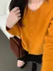 Cardigan de Tricô de Lã Pura com Gola Redonda Novo para o Início do Outono 2025 Feminino Gola Redonda Macio Cera Cor Pura Solto Jaqueta de Botão Único
