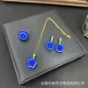 Nuevo Set de Joyería de Flor de Rosa de Arcilla Suave con un Toque de Lujo de Nicho, Collar Incrustado, Anillo de Flor Completo de Diamante, Suministro Directo del Fabricante