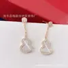 Pendientes de Calabaza Kirin Nuevos Chapados en Oro Rosa de 18k Pendientes Largos para Mujer Pendientes de Ónice Rojo Medianos Lujo Ligero