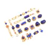 Acessórios de Lápis Lazúli Banhados a Ouro 24K Pulseira DIY Colar Acessórios de Joias com Contas Pingente de Cabaça Ruyi Gota Pequena
