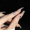 Anillo abierto simple con incrustaciones de circonita y nicho de corona transfronteriza para mujer, estilo frío, estilo coreano, lujo ligero, gran sentido