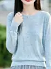 Atacado Transfronteiriço Outono e Inverno Nova Moda Suéter de Gola Redonda com Textura de Fio Quente Tricô Versátil Estilo Ocidental Camiseta Básica Feminina