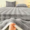 Lençol de Pelo de Coelho com Forro de Fleece e Espessado, Peça Única, Lençol de Cama Individual para Dormitório de Veludo de Leite e Fleece de Coral de Inverno, Novo Cobertor de Pelúcia