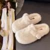 Primer Encuentro Ji Bai Se Birkenstock Pantuflas Peludas Ropa Exterior de Otoño para Mujer 2026 Nuevo Cálido con Forro de Terciopelo Slip-on Bolso