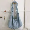 Bolsa de Ombro Plissada Bonita Versátil Cor Sólida Coreana com Cordão e Zíper para Mulheres, Bolsa de Trabalho Leve de Grande Capacidade