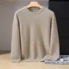 Suéter Masculino de Cashmere com Gola Redonda, Simples, Solto, Grosso, Quente, Versátil, Casual, Para Negócios, Suéter Básico de Tricô para Outono e Inverno