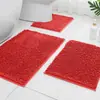 Tapete de Banheiro Absorbente de Chenille para Venda Quente Transfronteiriça Conjunto de Tapetes de Chão para Vaso Sanitário em Forma de U Tapete de Banheiro Antiderrapante e Resistente a Manchas