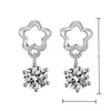 Jinjiahuaya Elegantes Pendientes Coreanos Huecos de Cinco Piezas con Diamantes Blancos Pendientes Exagerados con Flecos y Seis Garras Pendientes de Flor de Ciruelo