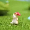Adornos de paisaje en miniatura, manualidades de resina, decoraciones de paisajismo DIY, tres tipos de figuritas de animales con sombrilla, decoraciones para plantas en maceta