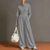 Comercio electrónico transfronterizo eBay Amazon mono de otoño e invierno con cuello alto abotonado para mujer, mono holgado de manga larga de cintura alta y pierna ancha