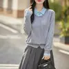 Suéter de punto grueso con cuello de lana finamente hilada, bloques de color, estilo falso dos piezas, para mujer, nuevo estilo otoño e invierno, abrigo casual holgado y versátil