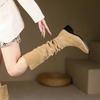 Botas Cowboy Ocidentais Originais da Moda com Bico Quadrado para Mulheres, Botas Empilhadas para Mulheres, Botas Altas Versáteis de Salto Médio-Grosso para 2025
