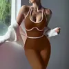 Mono de yoga halter de estilo europeo y americano transfronterizo para mujer, nuevo traje de fitness de una pieza sin costuras, ropa deportiva para fitness al aire libre