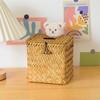 Caja de Pañuelos Tejida de Paja, Tejida Completamente a Mano, Caja de Servilletas Deslizante, Caja de Pañuelos para Baño Estilo Folclórico, Caja de Almacenamiento Decorativa